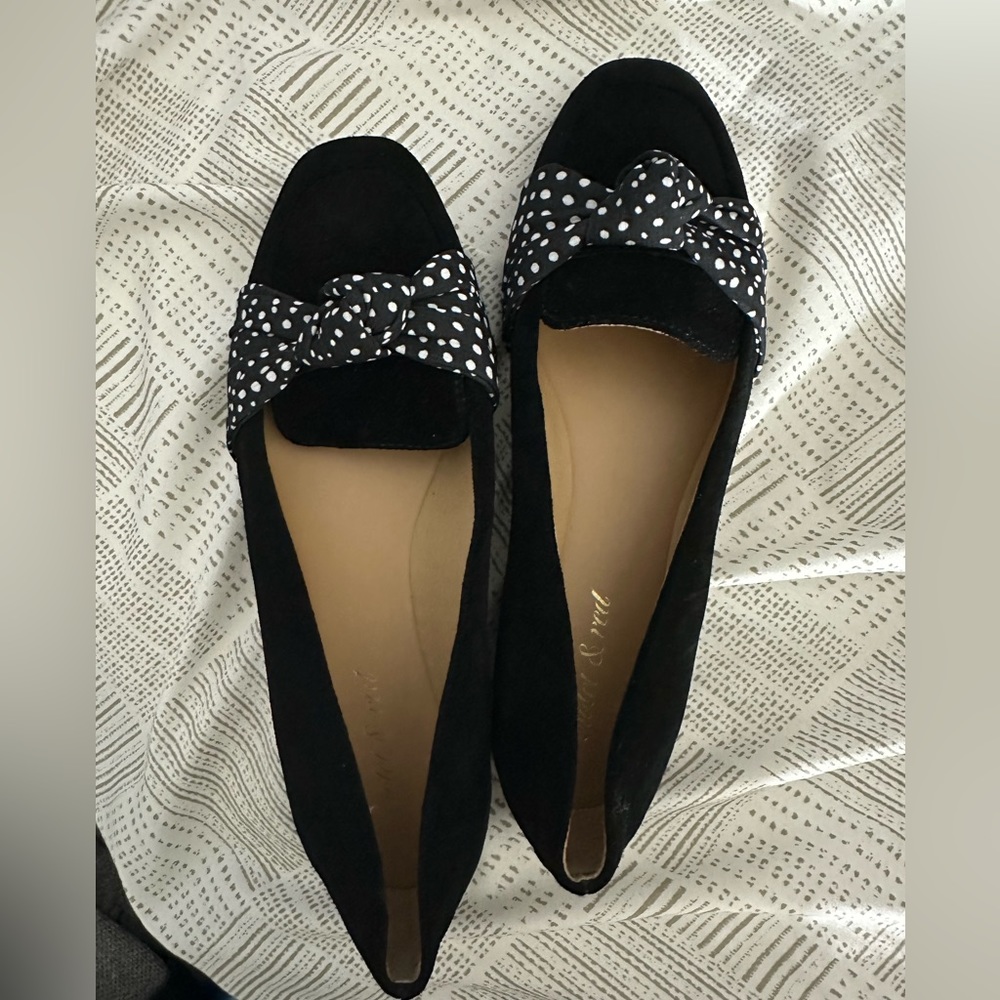 Violet & Red polka dot flats